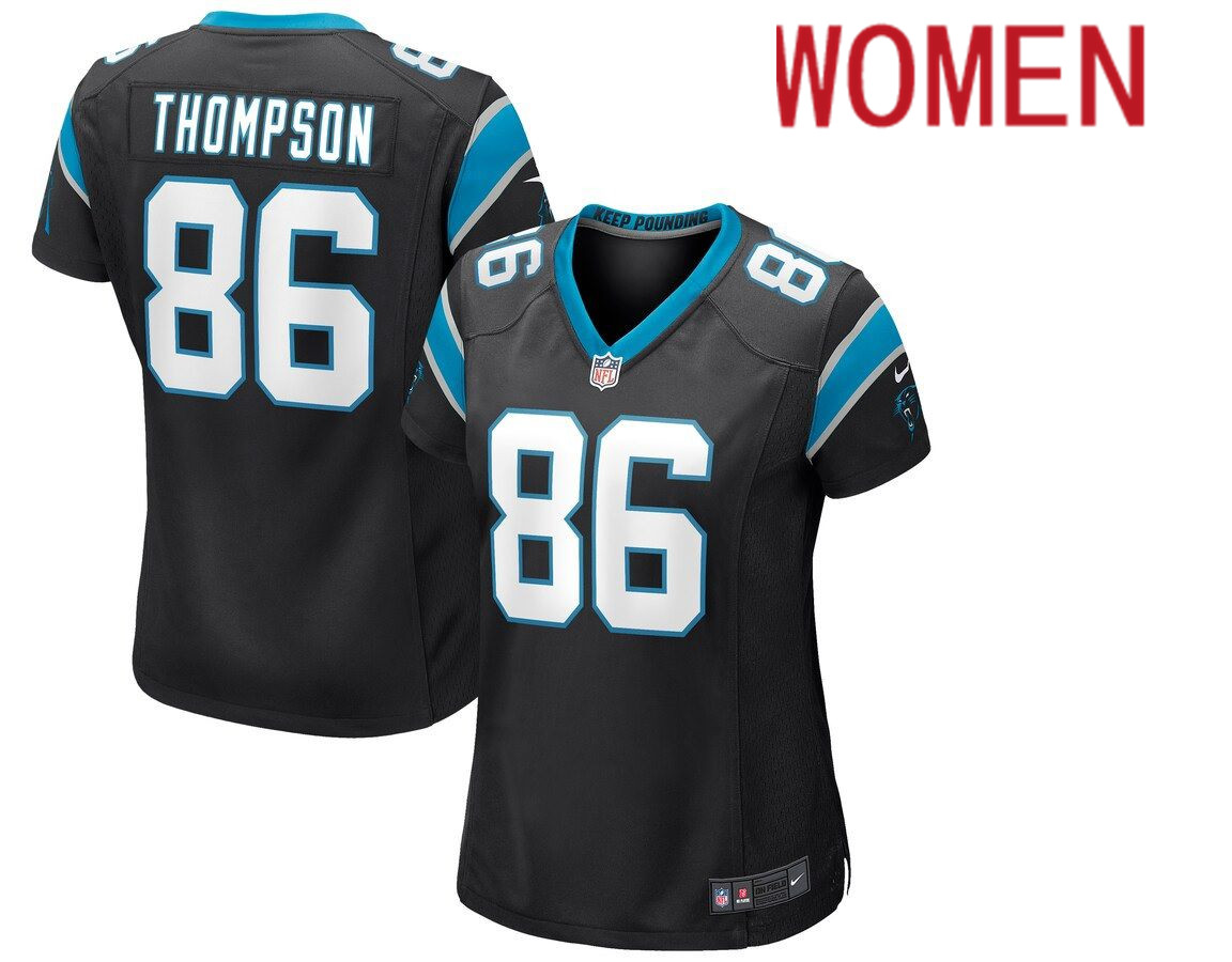 Women Carolina Panthers #86 Colin Thompson Nike Black Game NFL Jersey